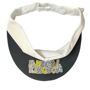 Vtg Disney World Visor 90s - Black Cream Animal Kingdom Print- preowned OSFM